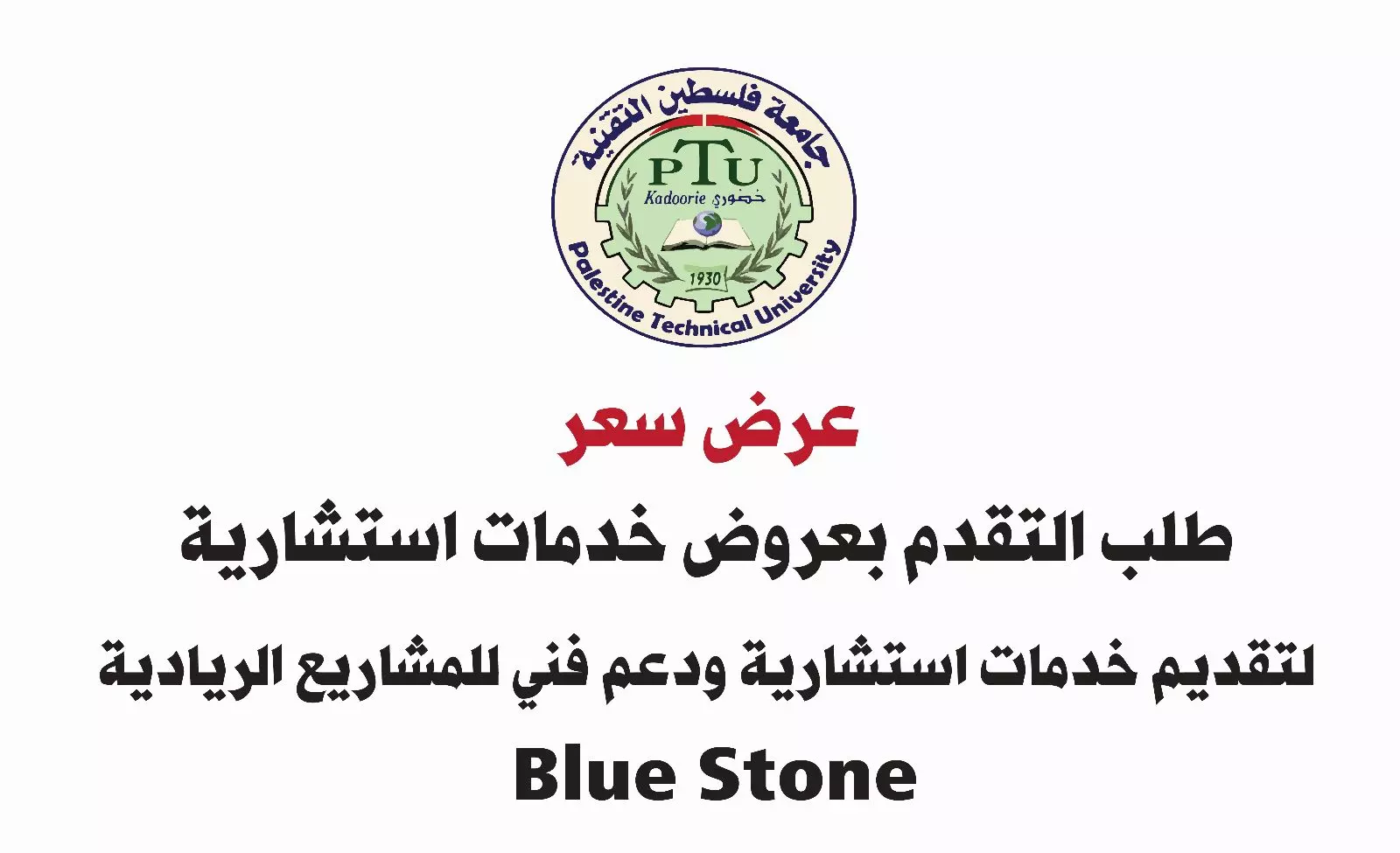 عرض سعر خدمات استشارية ودعم فني للمشاريع الريادية  Blue Stone